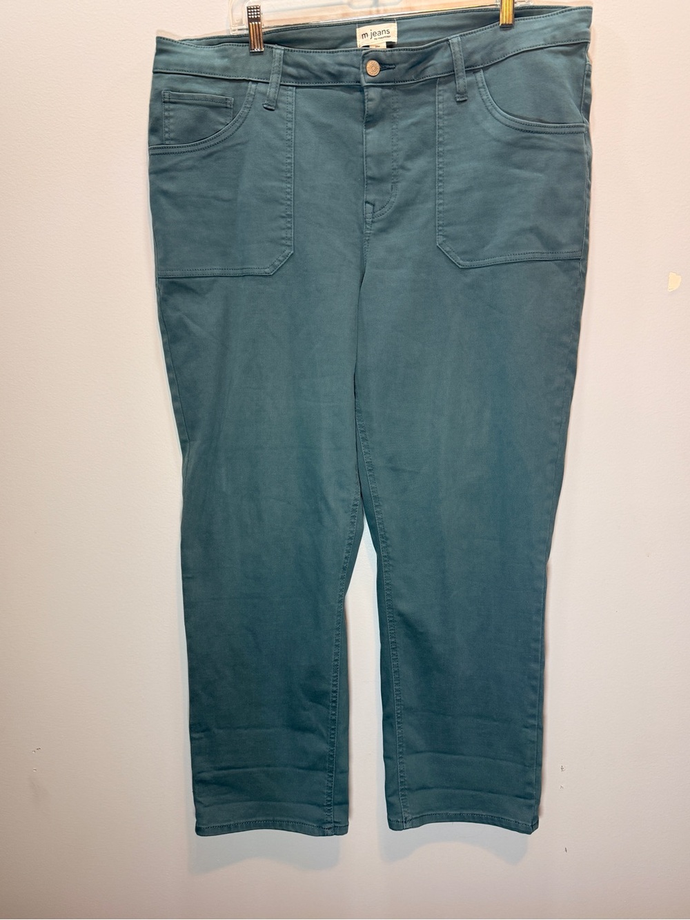 M Jeans by Mauriceβs Womenβs Long Teal Straight-Leg ankle length Pants